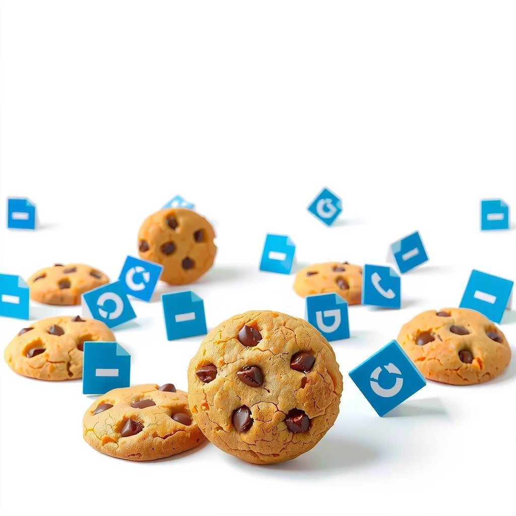 Digital cookies concept illustration showing various types of cookies being stored